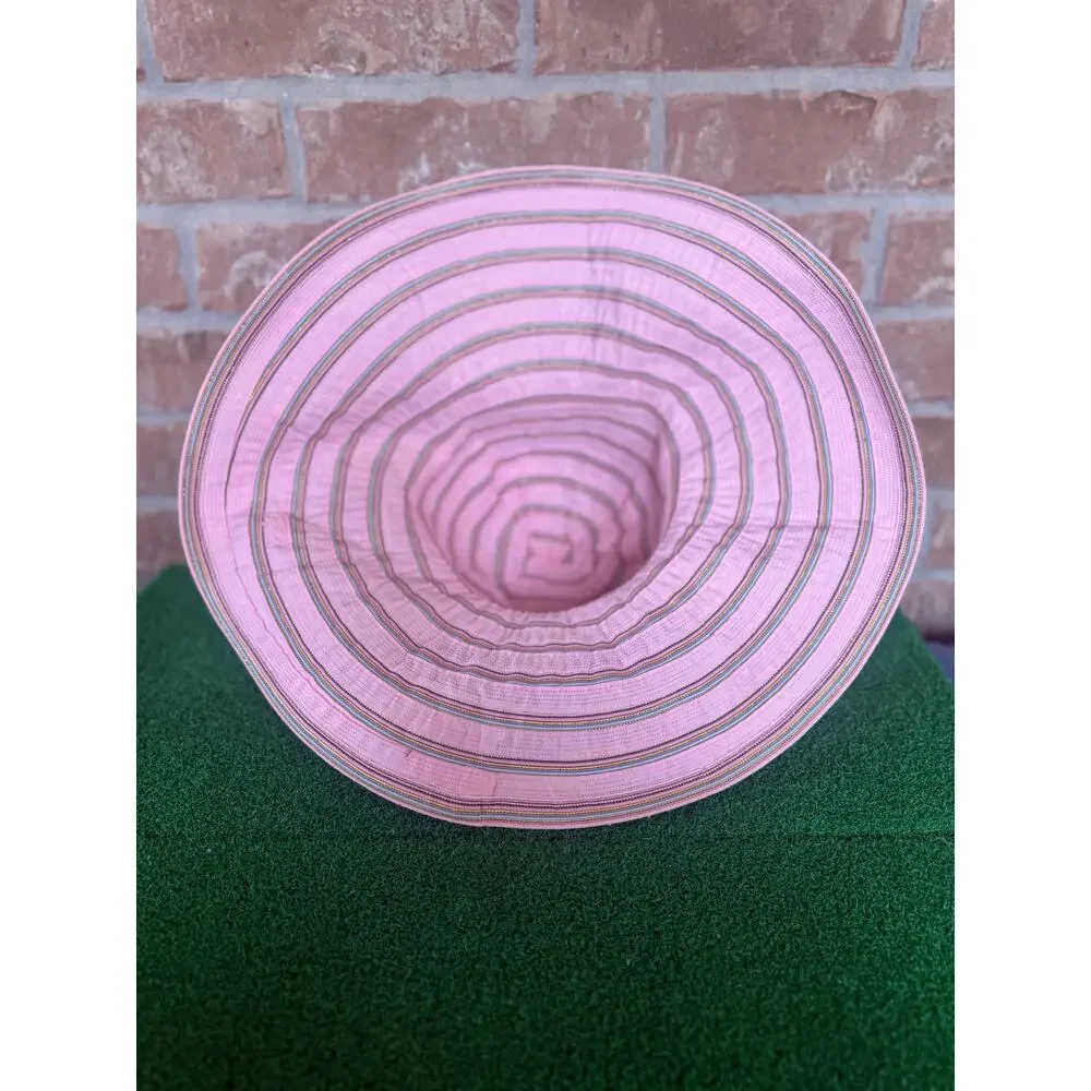 Alessandra Bacci Firenze Italy Sun Hat Pink Wide Brim Wavy Stripe Luxury Cap